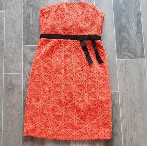 Plenty Blood Orange Framed Strapless Dress 4 NWT - Picture 1 of 5